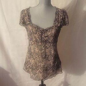 Banana Republic Woman's Silk Paisley Blouse with Side Zipper, Size: M